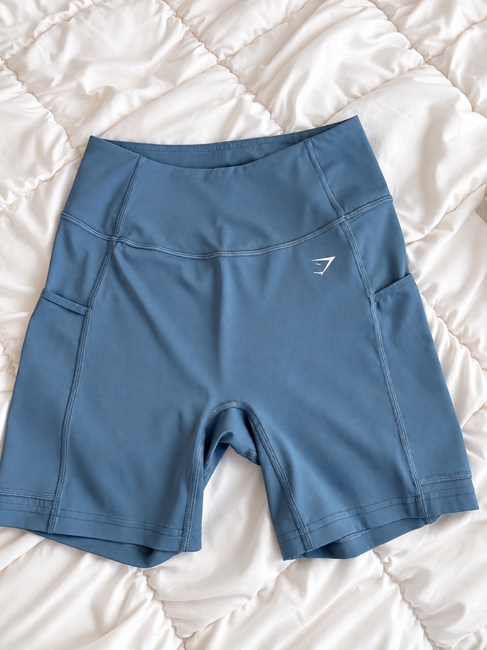 Gymshark Pocket Shorts High Waist Side Pockets Denim Blue